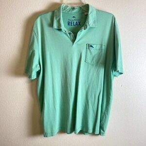 Tommy Bahama Relax Polo Shirt Mens Large L Seafoam Green Pima Cotton Pocket Logo